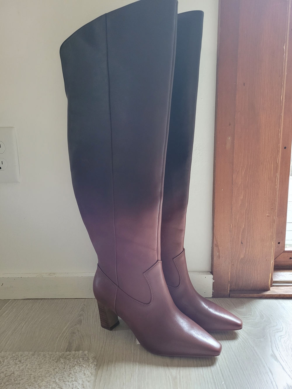 Vince Camuto Leather Shalie Over-The-Knee Boot Chocolate Fade 8W Wide Cuff - Picture 7 of 15